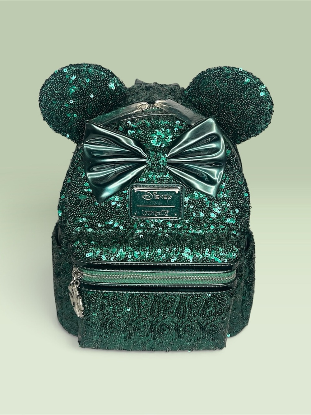Loungefly Minnie Emerald Green Sequin Mini Backpack LE 600 US Exclusive NWT